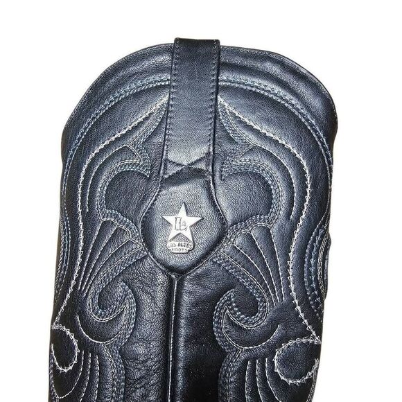 Los Altos Black Ostrich Leather Boots Mens Size 8 EE width Rodeo Western Cowboy - Picture 11 of 15